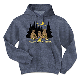 Heather Navy Juuust Right - Campfire Hooded Sweatshirts 