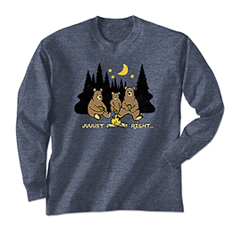 Heather Navy Juuust Right - Campfire Long Sleeve Tees 