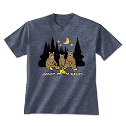 Heather Navy Juuust Right - Campfire T-Shirts 