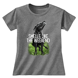 Graphite Heather Smells Like the Weekend Ladies T-Shirts 