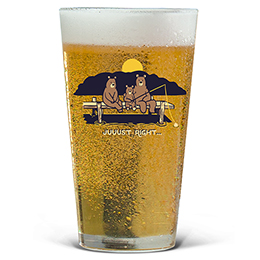 Clear Juuust Right - Fishing Pint Glass - Color Printed 