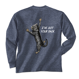 Heather Navy I've Got Your Back - Cat Long Sleeve Tees 