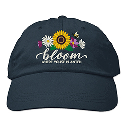 Navy Bloom Where You're Planted Embroidered Hats 