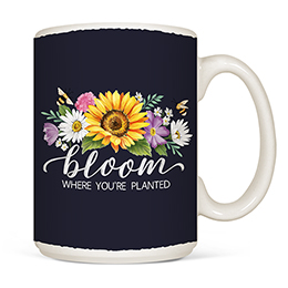 White Bloom Where You're Planted Coffee Mugs 