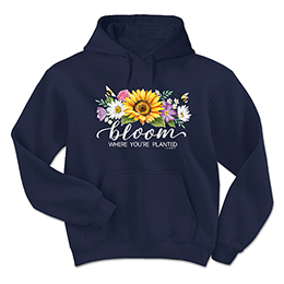 Navy Bloom Where You're Planted Hooded Sweatshirts 