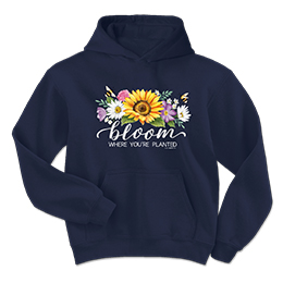 Navy Bloom Where You're Planted Hooded Sweatshirts 