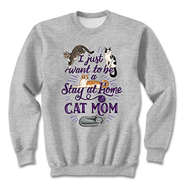 Sports Grey Stay at Home Cat Mom - Grey Sweatshirts 