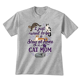 Sports Grey Stay at Home Cat Mom - Grey T-Shirts 
