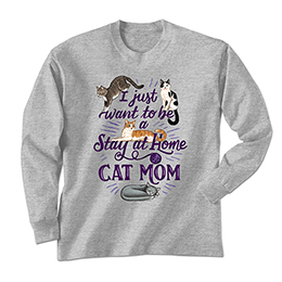Sports Grey Stay at Home Cat Mom - Grey Long Sleeve Tees 