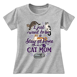 Sports Grey Stay at Home Cat Mom - Grey Ladies T-Shirts 