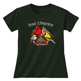 Forest Green Bird Whisperer Ladies T-Shirts 