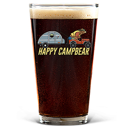 Clear Happy Campbear Pint Glass - Color Printed 