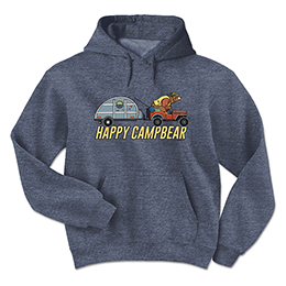 Heather Navy Happy Campbear Hooded Sweatshirts 