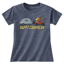 Heather Navy Happy Campbear Ladies T-Shirts 