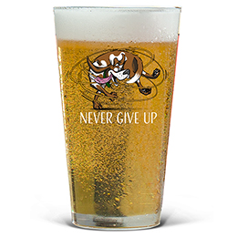 Clear Never Give Up Pint Glass - Color Printed 