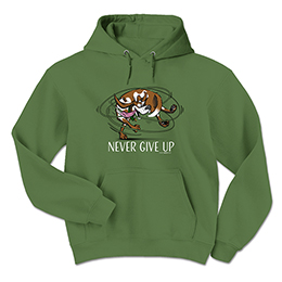 Military Green Never Give Up Hooded Sweatshirts 