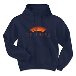 Navy Working Remotely Hooded Sweatshirts 
