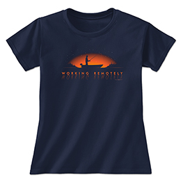 Navy Working Remotely Ladies T-Shirts 