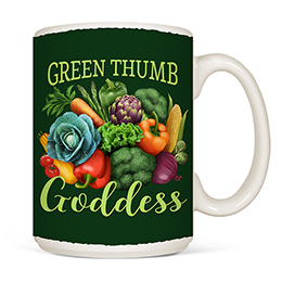 White Green Thumb Goddess Mugs 