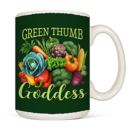 White Green Thumb Goddess Coffee Mugs 