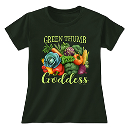 Forest Green Green Thumb Goddess Ladies T-Shirts 