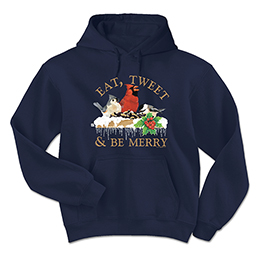 Navy Eat, Tweet and Be Merry Hooded Sweatshirts 