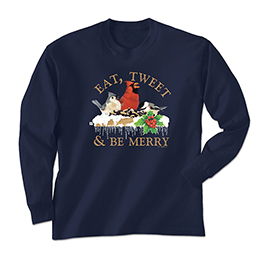 Navy Eat, Tweet and Be Merry Long Sleeve Tees 