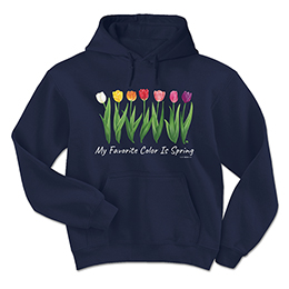 Navy My Favorite Color is Spring Hooded Sweatshirts 