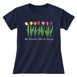 Navy My Favorite Color is Spring Ladies T-Shirts 