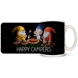 White Happy Camper Gnomes Coffee Mugs 