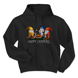 Black Happy Camper Gnomes Hooded Sweatshirts 