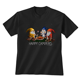 Black Happy Camper Gnomes T-Shirts 
