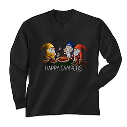 Black Happy Camper Gnomes Long Sleeve Tees 