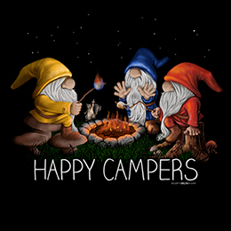 Black Happy Camper Gnomes T-Shirt 