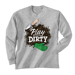 Sports Grey Play Dirty Long Sleeve Tees 