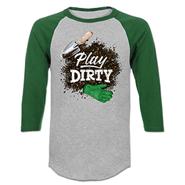 Sports Grey/Dark Green Play Dirty Raglan 3/4 Sleeve T-Shirts 