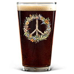 Clear Peace Flowers Pint Glass - Color Printed 