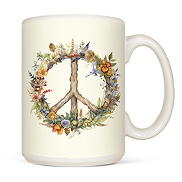 White Peace Flowers Coffee Mugs 