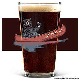 Clear Bottoms Up Bear Pint Glass - Color Printed 