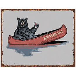 NA Bottoms Up Bear Tin Sign 