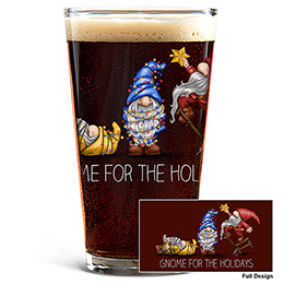 Clear Gnome for the Holidays Pint Glass - Color Printed 