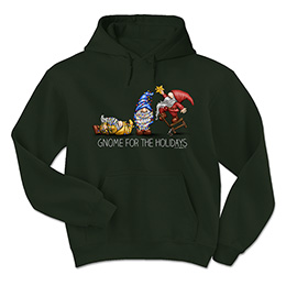 Forest Green Gnome for the Holidays Hooded Sweatshirts 