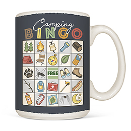 White Camping Bingo Coffee Mugs 