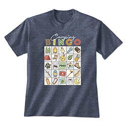 Heather Navy Camping Bingo T-Shirts 