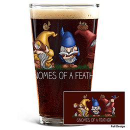 Clear Gnomes of a Feather Pint Glass - Color Printed 