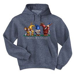 Heather Navy Gnomes of a Feather Hooded Sweatshirts 