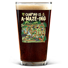Forest Green Camping is A-MAZE-ing Pint Glass - Color Printed 