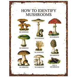 NA How to Identify Mushrooms Tin Sign 