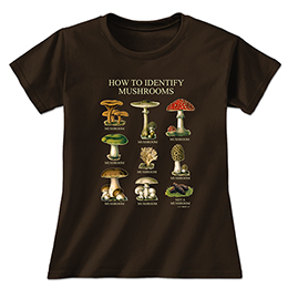 Dark Chocolate How to Identify Mushrooms Ladies T-Shirts 