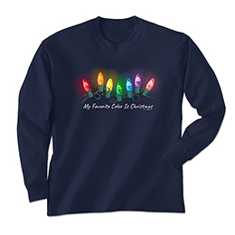 Navy My Favorite Color Is Christmas Long Sleeve Tees 